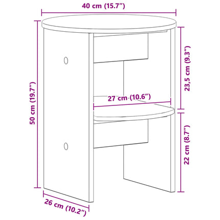 Sidokabinett 2 pcs Grå Sonoma Ø40 x 50 cm Konstruerat trä