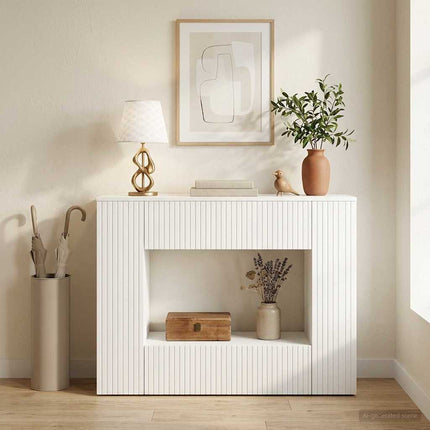 Konsolbord Randig Vit 101 x 29 x 74 cm Konstruerat trä