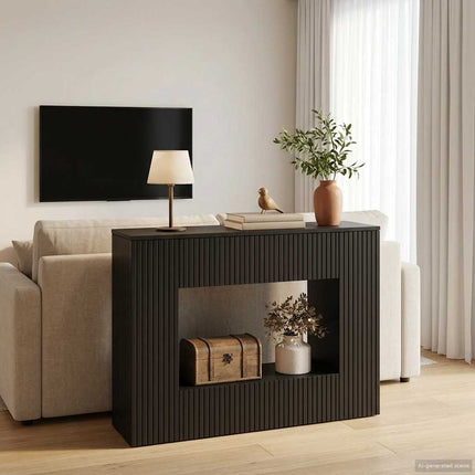 Konsolbord Randig Svart 101 x 29 x 74 cm Konstruerat trä