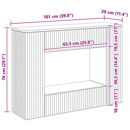 Konsolbord Randig Sonoma-ek 101 x 29 x 74 cm Konstruerat trä