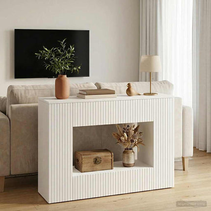 Konsolbord Randig Högblank Vit 101 x 29 x 74 cm Konstruerat trä
