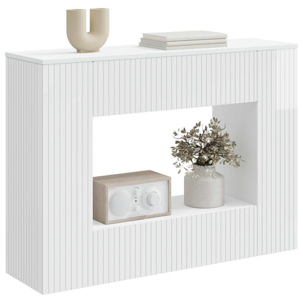 Konsolbord Randig Högblank Vit 101 x 29 x 74 cm Konstruerat trä