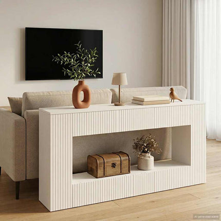 Konsolbord Randig Vit 155 x 29 x 74 cm Konstruerat trä