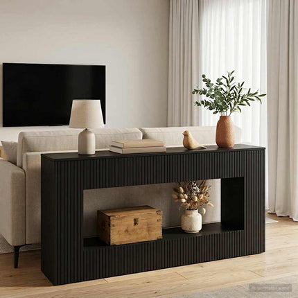 Konsolbord Randig Svart 155 x 29 x 74 cm Konstruerat trä