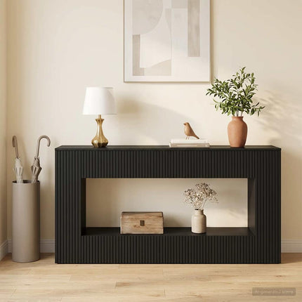 Konsolbord Randig Svart 155 x 29 x 74 cm Konstruerat trä