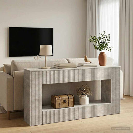 Konsolbord Randig BetongGrå 155 x 29 x 74 cm Konstruerat trä