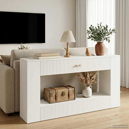 Konsolbord Randig Högblank Vit 155 x 29 x 74 cm Konstruerat trä