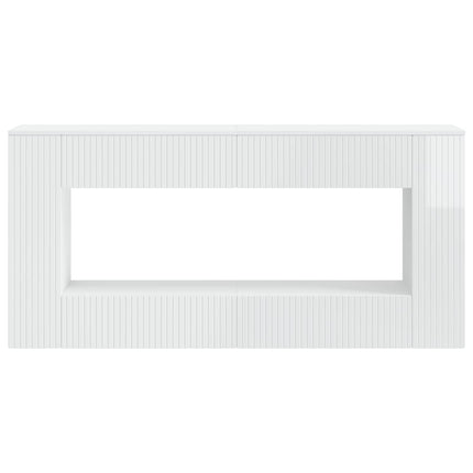 Konsolbord Randig Högblank Vit 155 x 29 x 74 cm Konstruerat trä