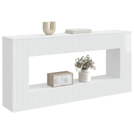 Konsolbord Randig Högblank Vit 155 x 29 x 74 cm Konstruerat trä