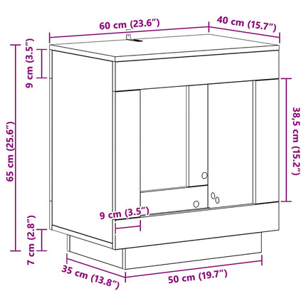 Sidobord Artisan-ek 60 x 40 x 65 cm Konstruerat trä