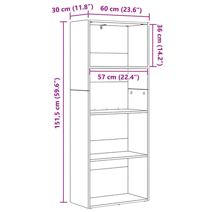 Frittstående bokhylla Svart Ek 60 x 30 x 151,5 cm