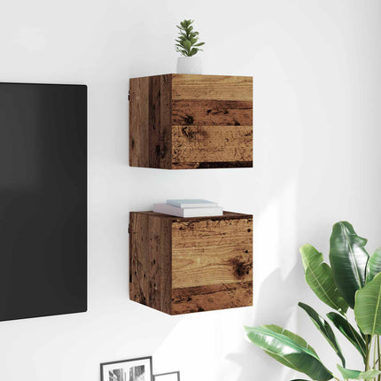Väggmonterat TV-förråd Gammalt trä 30,5 x 30 x 30 cm