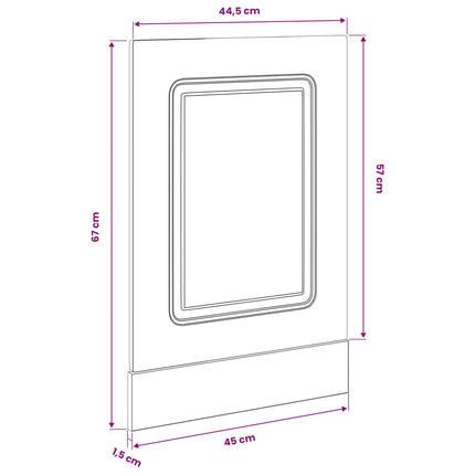 Diskmaskin panel Kalmar Svart Ek 45 x 1,5 x 57 cm