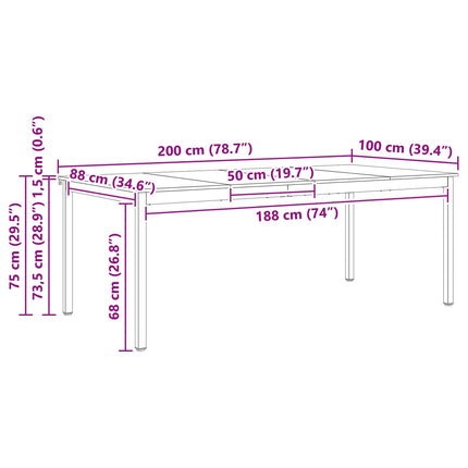 Matbord Naturfärg 200 x 100 x 75 cm Massiv furu