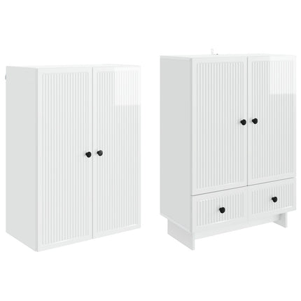Skåpset 2 pcs Vit högglans 66 x 34,5 x 95 cm Konstruerat trä