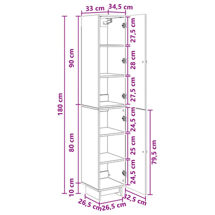Skåpset 2 pcs Rökt ek 34,5 x 33 x 90 cm Konstruerat trä