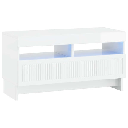 5-delars LED TV-bänk Vit högglans Konstruerat trä