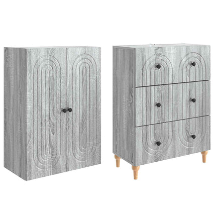 Skåpset 2 pcs Grå Sonoma 66 x 34,5 x 90 cm Konstruerat trä