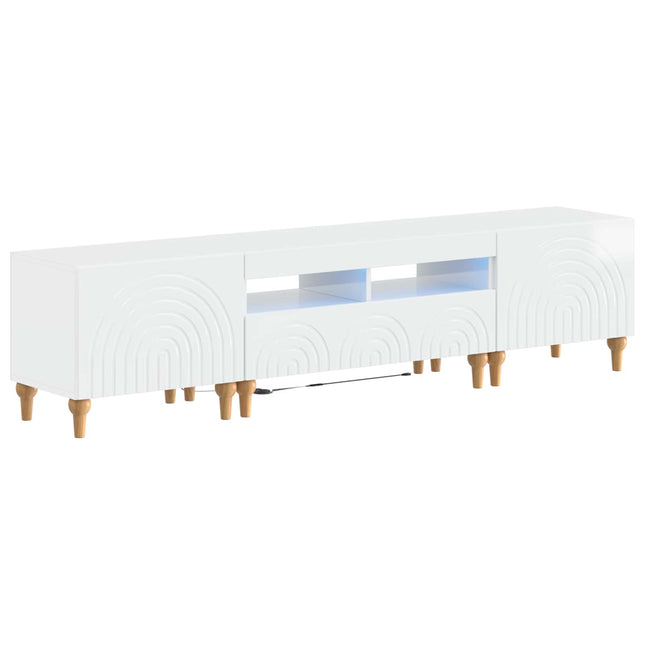 3-delad LED TV-bänk Vit högglans Konstruerat trä