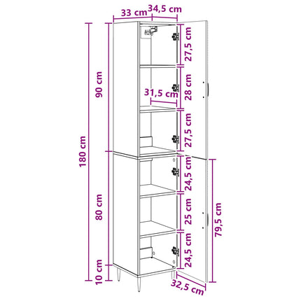 Skåpset 2 pcs Artisan-ek 33 x 34,5 x 89,5 cm Konstruerat trä