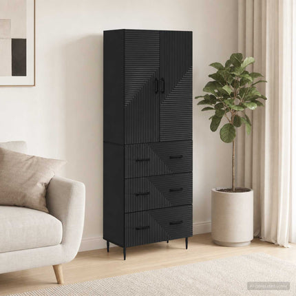 Skåpset 2 st 66 x 34,5 x 90 cm Konstruerat trä Svart