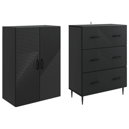 Skåpset 2 pcs Svart 66 x 34,5 x 90 cm Konstruerat trä
