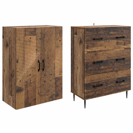 Skåpset 2 pcs Gammalt trä 66 x 34,5 x 90 cm Konstruerat trä
