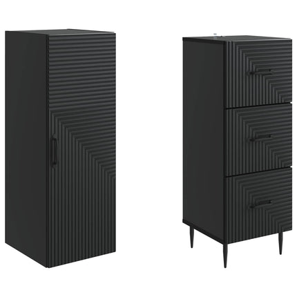 Skåpset 2 pcs Svart 33 x 34,5 x 90 cm Konstruerat trä