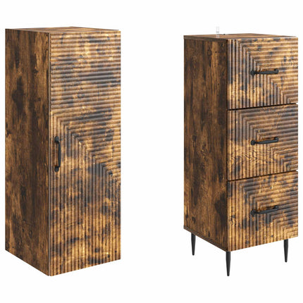 Skåpset 2 pcs Rökt ek 33 x 34,5 x 90 cm Konstruerat trä