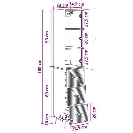 Skåpset 2 pcs Rökt ek 33 x 34,5 x 90 cm Konstruerat trä