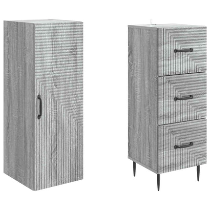 Skåpset 2 pcs Grå Sonoma 33 x 34,5 x 90 cm Konstruerat trä