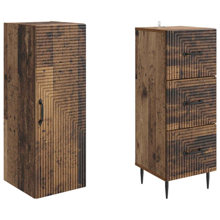 Skåpset 2 pcs Gammalt trä 33 x 34,5 x 90 cm Konstruerat trä