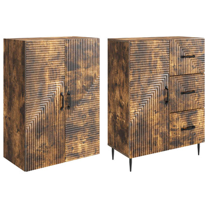 Skåpset 2 pcs Rökt ek 66 x 34,5 x 89,5 cm Konstruerat trä
