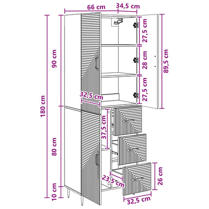 Skåpset 2 pcs Gammalt trä 66 x 34,5 x 89,5 cm Konstruerat trä