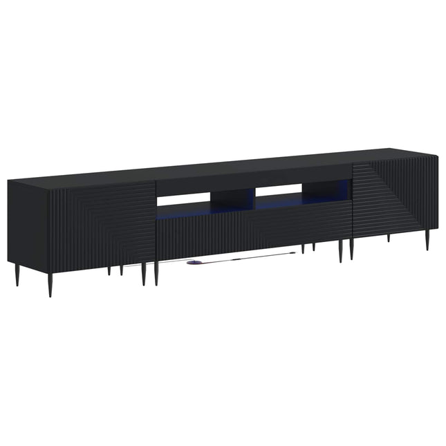 3-delad LED TV-bänk Svart Konstruerat trä
