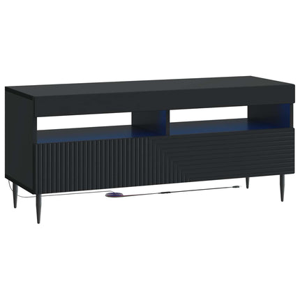 3-delad LED TV-bänk Svart Konstruerat trä