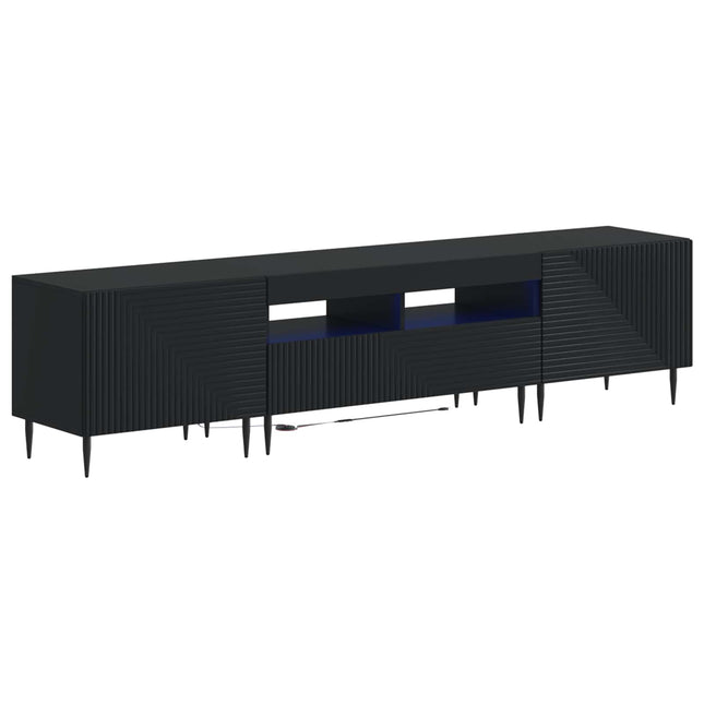 3-delad LED TV-bänk Svart Konstruerat trä