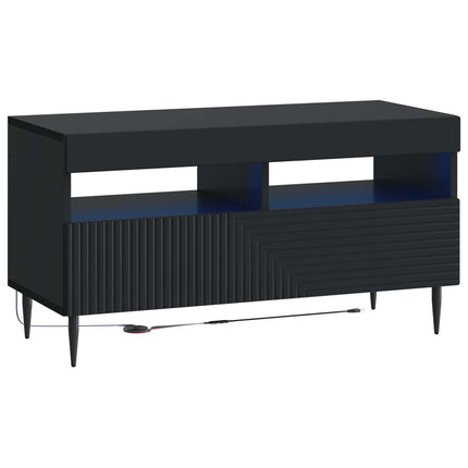 3-delad LED TV-bänk Svart Konstruerat trä