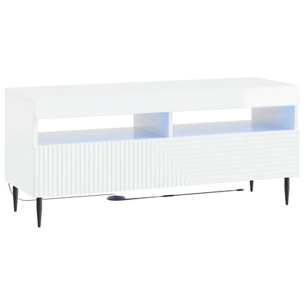 3-delad LED TV-bänk Vit högglans Konstruerat trä