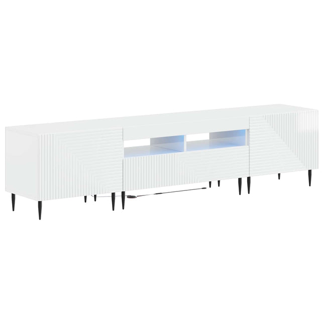 3-delad LED TV-bänk Vit högglans Konstruerat trä
