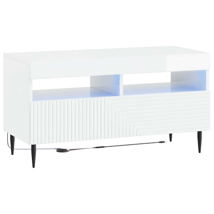 3-delad LED TV-bänk Vit högglans Konstruerat trä