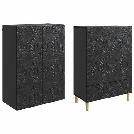 Skåpset 2 pcs Svart Konstruerat trä