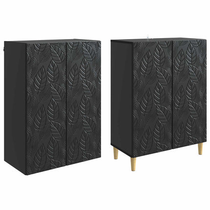 Skåpset 2 pcs Svart Konstruerat trä