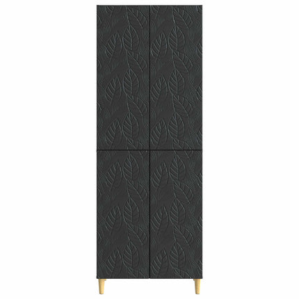 Skåpset 2 pcs Svart Konstruerat trä