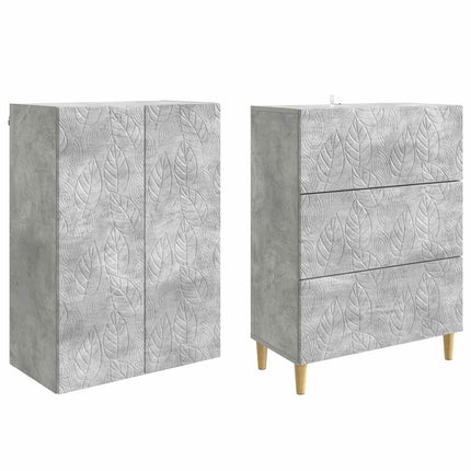 Skåpset 2 pcs Betonggrå 66 x 34,5 x 90 cm Konstruerat trä