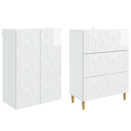 Skåpset 2 pcs Vit högglans 66 x 34,5 x 90 cm Konstruerat trä