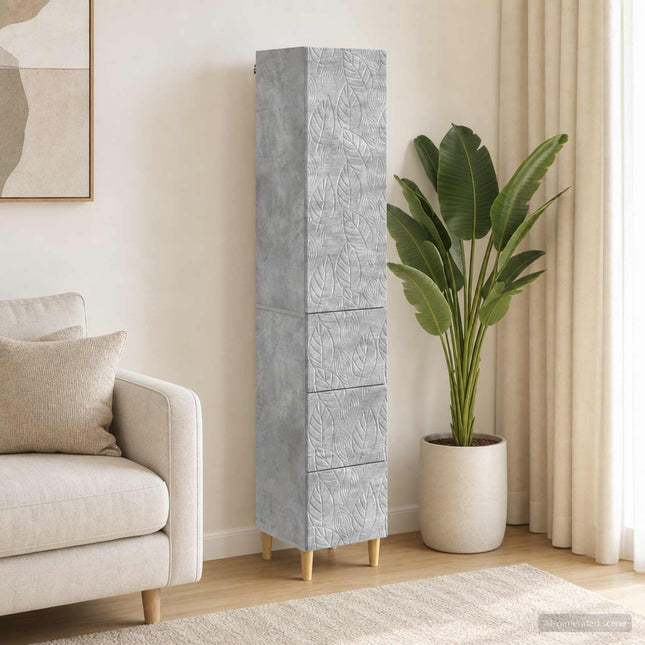 Skåpset 2 st 33 x 34,5 x 90 cm Konstruerat trä Betonggrå