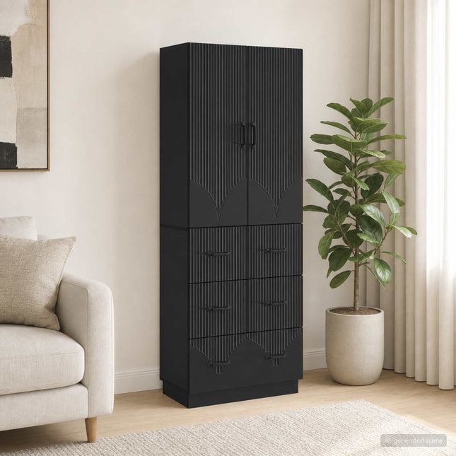 Skåpset 2 st 66 x 34,5 x 87 cm Konstruerat trä Svart
