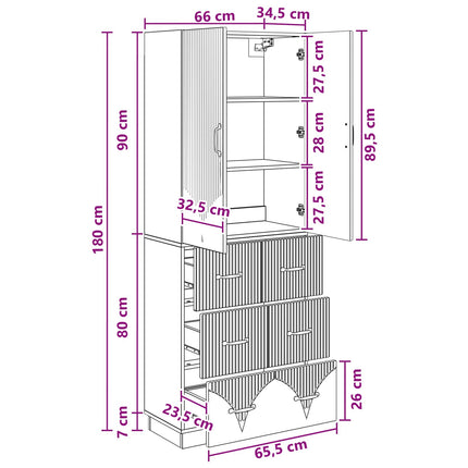 Skåpset 2 pcs Gammalt trä 66 x 34,5 x 87 cm Konstruerat trä