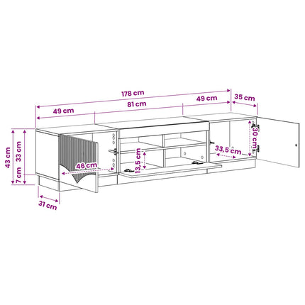 5-delars LED TV-bänk Svart Konstruerat trä